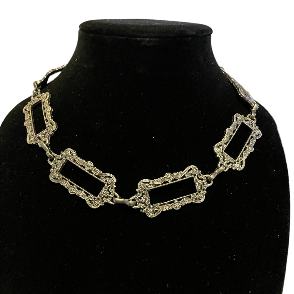 Vintage Rectangular Cutout Necklace - image 1